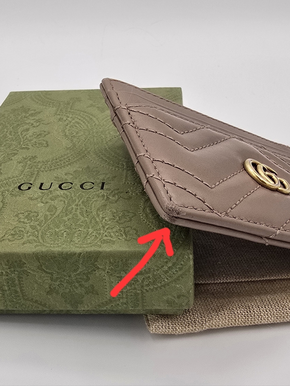 Gucci GG Marmont Dusty Pink Leather Card Case with Gold Double G - Picture 5 of 10